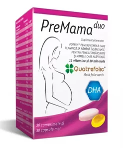Complex de multivitamine PreMama Duo, 30 comprimate + 30 capsule moi, Alkaloid